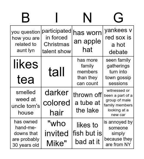 Ross Family BINGO Card