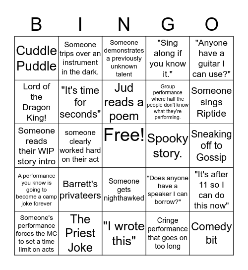 Bardic Bingo Card