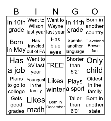 People Bingo Card