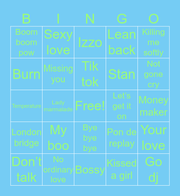 Throwback Bingo Card