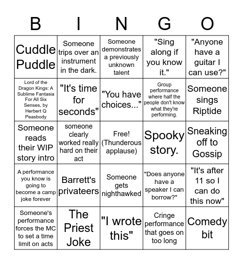 Bardic Bingo Card