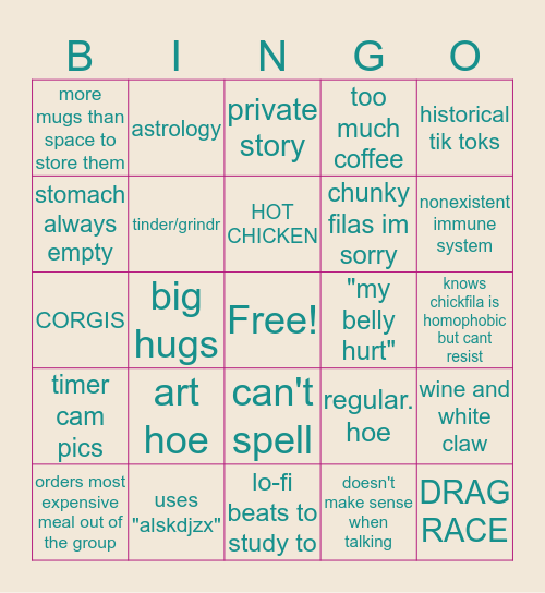 ß1°m$ b¡Ng0 Bingo Card