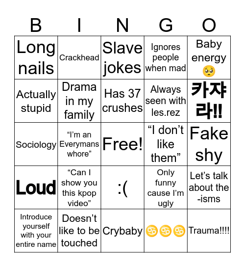 Kahjirah’s Bingo Card