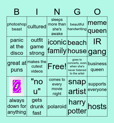 Carly Bingo Card