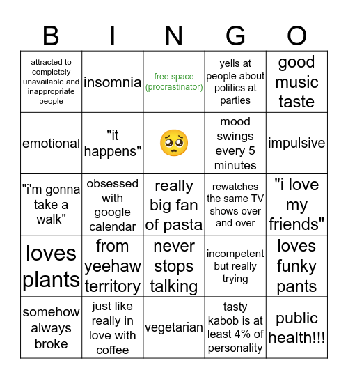 emerald bingo Card