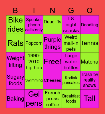 How similar are you to Char?? Bingo Card