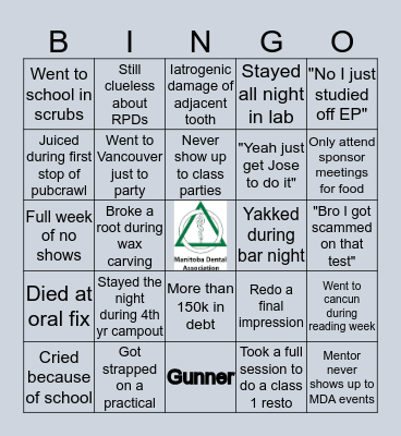 UofM Dentistry Bingo Card