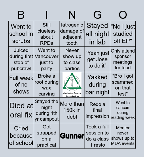 UofM Dentistry Bingo Card