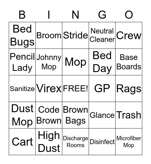 HouseKeeping Bingo Card