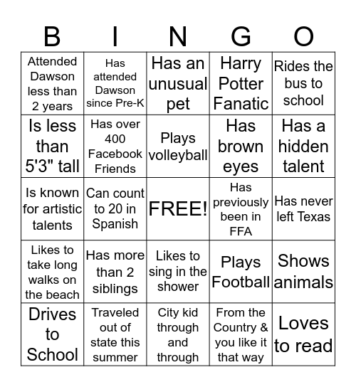 Who Is It?? Bingo Card