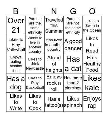 Get to Know You - BINGO Card