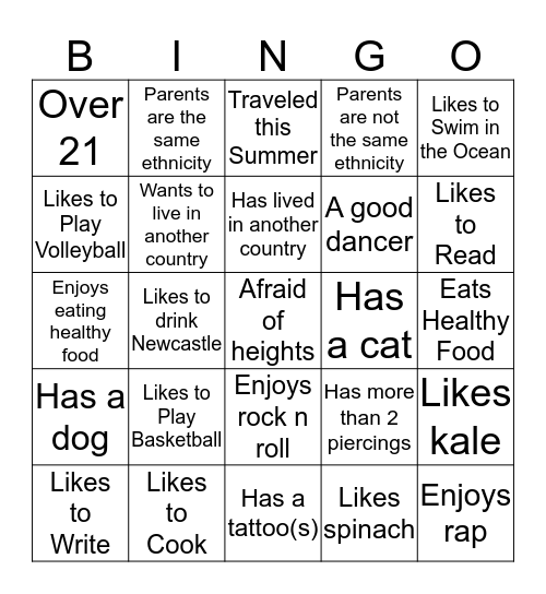 Get to Know You - BINGO Card