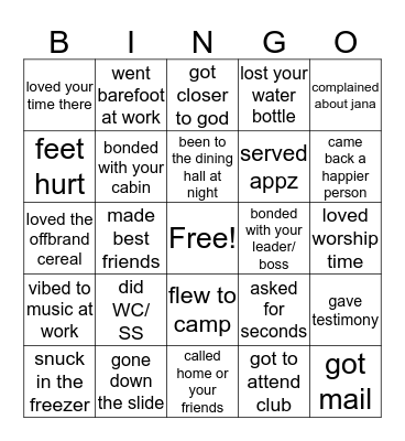 Rockbridge Bingo Card