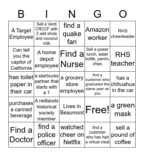 Customer Connection Bingo Card
