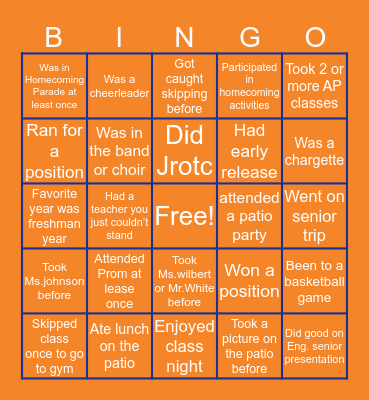 💙🧡 CHARGERS 🧡💙 Bingo Card