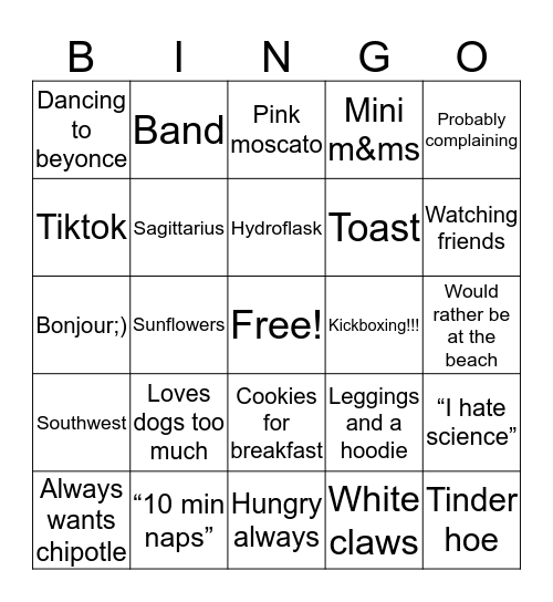 Aly’s bingo! Bingo Card
