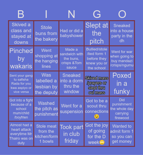 Loreto Kiambu Bingo Card