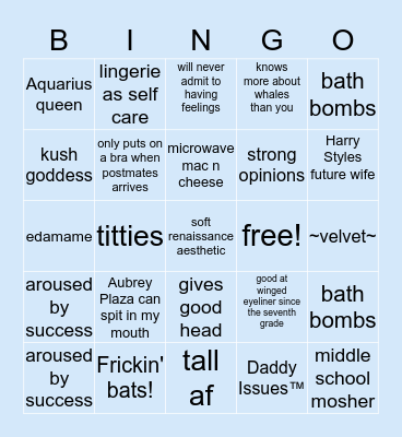 Catherine Bingo Card