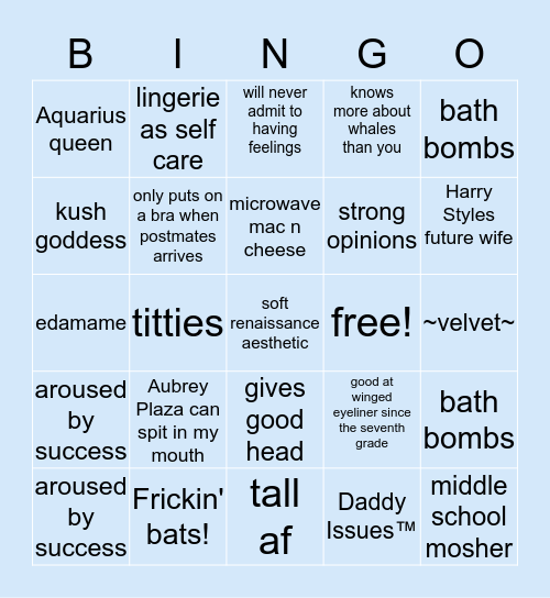 Catherine Bingo Card