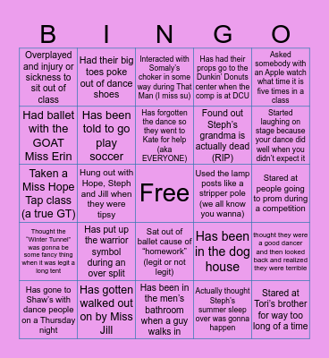 NEDA Bingo (just for the kids) Bingo Card