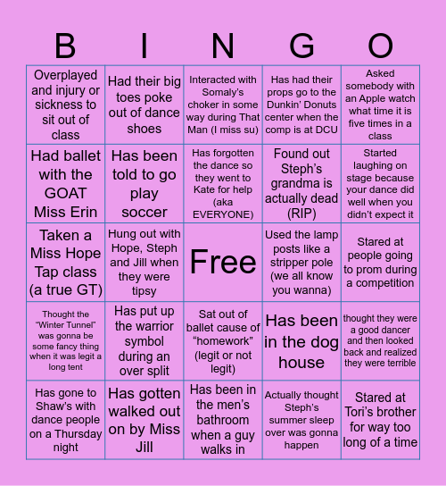 NEDA Bingo (just for the kids) Bingo Card