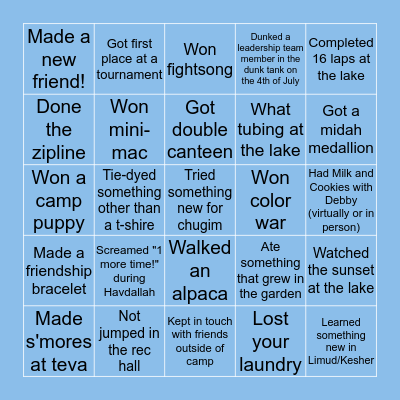 Crane Lake Camp Bingo! Bingo Card