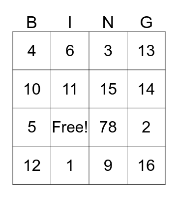 Bingo Test Bingo Card