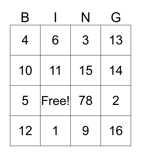 Bingo Test Bingo Card