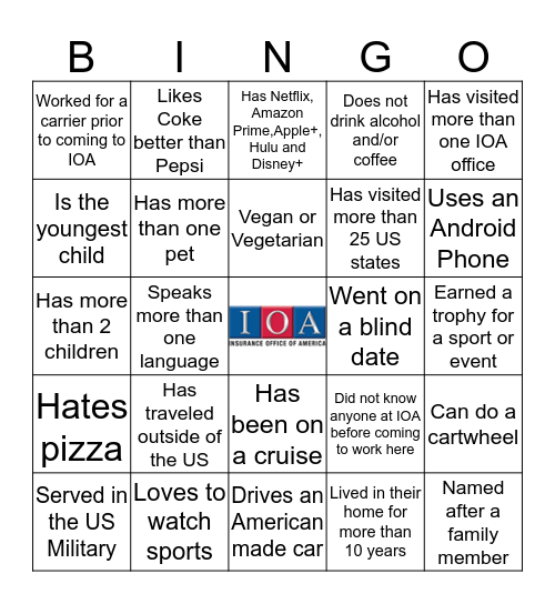 IOA EBS Team Bingo Card