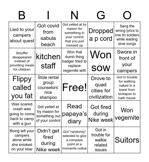 Ycb Bingo Card