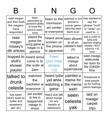 suite bingo!! Bingo Card