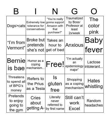 Emily CV Bingo Card