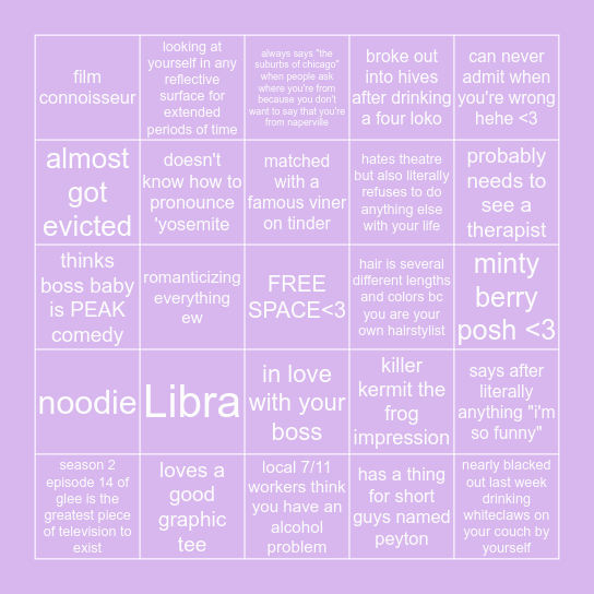 Mackenzie<3 Bingo Card