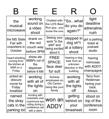 beero Bingo Card