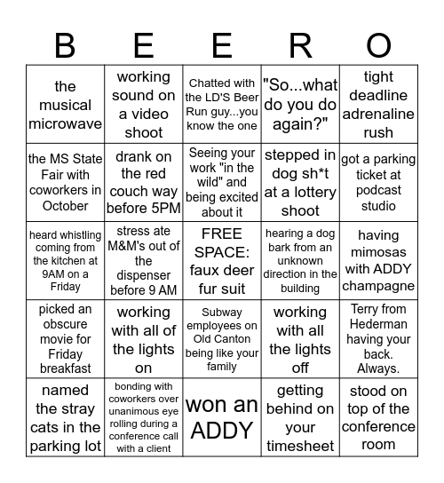 beero Bingo Card
