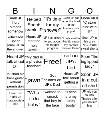 Jacob Patt Bingo Card