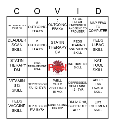 COVID BINGO Card