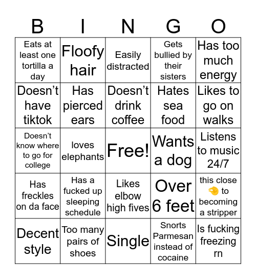 L I A M ’ S Bingo Card