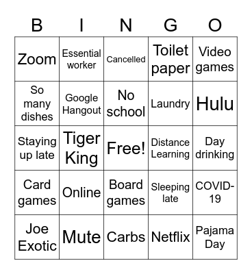 Quarantingo Bingo Card