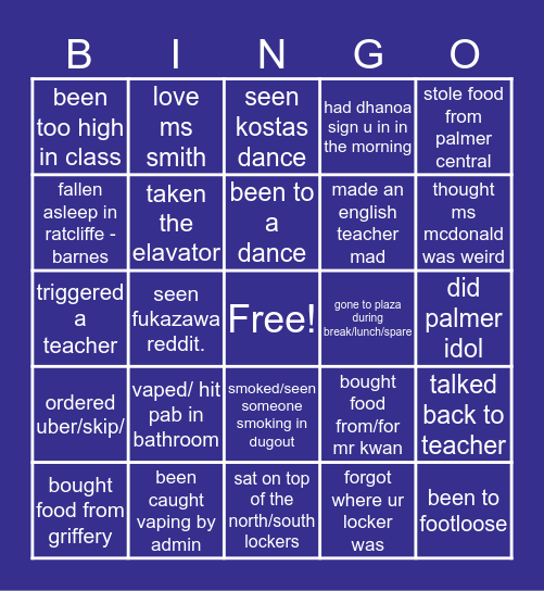 palmer be like Bingo Card