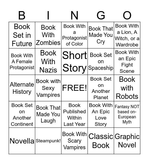 SF/F READER BINGO! Bingo Card