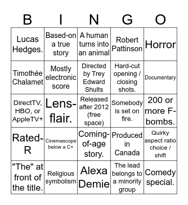 A24 Bingo Card