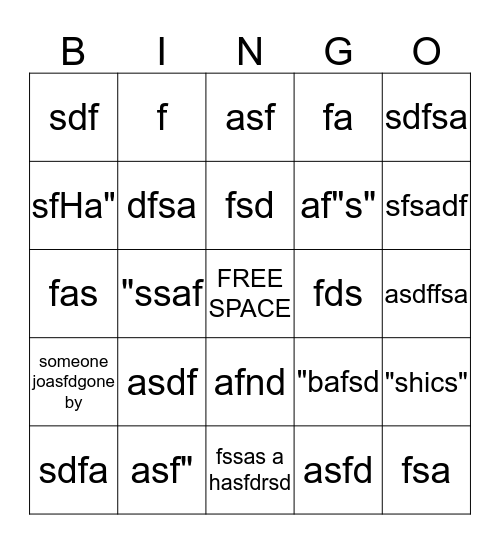 adsf Bingo Card