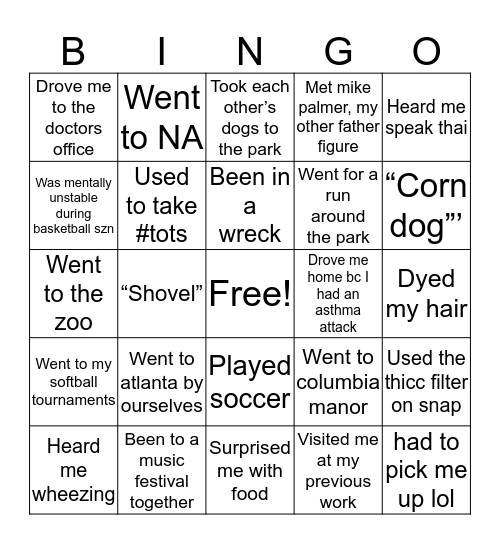 Jo’s BFF? Bingo Card