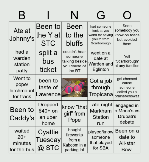 Scarborough Bingo Card