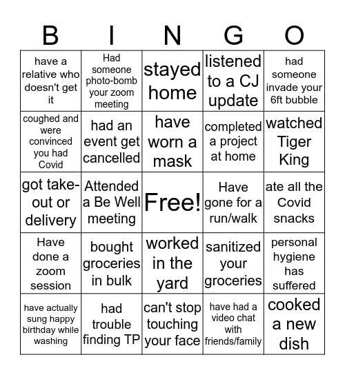 Integration Bingo Card