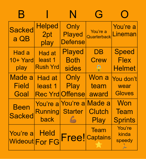 Football Edition Bingo Card