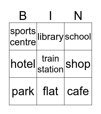 general vocabulary Bingo Card