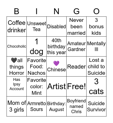Kailei Bingo Card