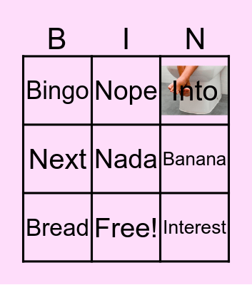 Nutrition Bingo Card